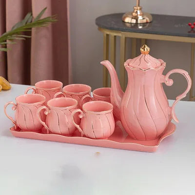 Chinese Tea Set luxury Porcelain Pot and Cup Coffee Mugs For Home Household Office Traditional Red Wedding Souvenir Gifts