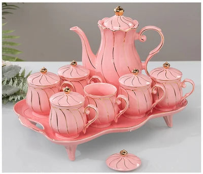 Chinese Tea Set luxury Porcelain Pot and Cup Coffee Mugs For Home Household Office Traditional Red Wedding Souvenir Gifts