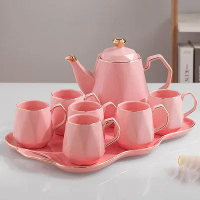 Chinese Tea Set luxury Porcelain Pot and Cup Coffee Mugs For Home Household Office Traditional Red Wedding Souvenir Gifts