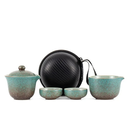Chinese Tea Travel Set  Ceramic Portable Teapot Porcelain Teaset Gaiwan  Cups of Tea Ceremony Tea Tool