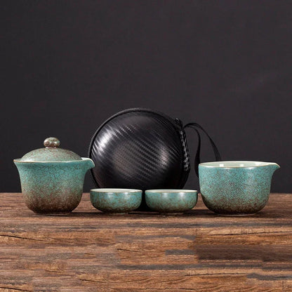 Chinese Tea Travel Set  Ceramic Portable Teapot Porcelain Teaset Gaiwan  Cups of Tea Ceremony Tea Tool