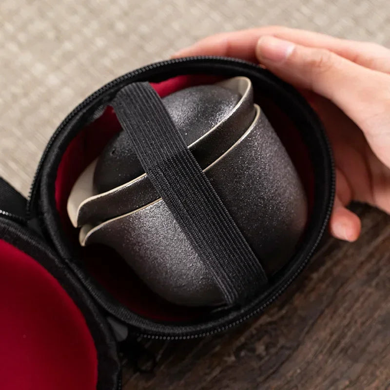 Chinese Tea Travel Set  Ceramic Portable Teapot Porcelain Teaset Gaiwan  Cups of Tea Ceremony Tea Tool