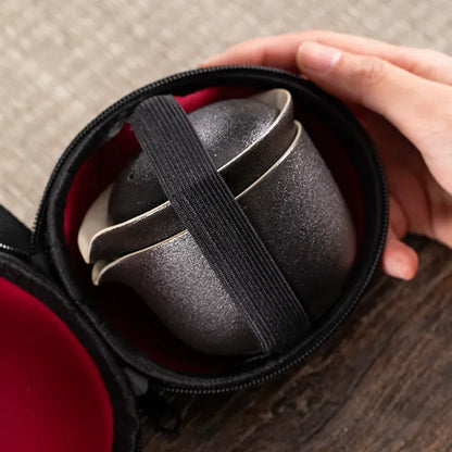 Chinese Tea Travel Set  Ceramic Portable Teapot Porcelain Teaset Gaiwan  Cups of Tea Ceremony Tea Tool
