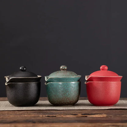 Chinese Tea Travel Set  Ceramic Portable Teapot Porcelain Teaset Gaiwan  Cups of Tea Ceremony Tea Tool