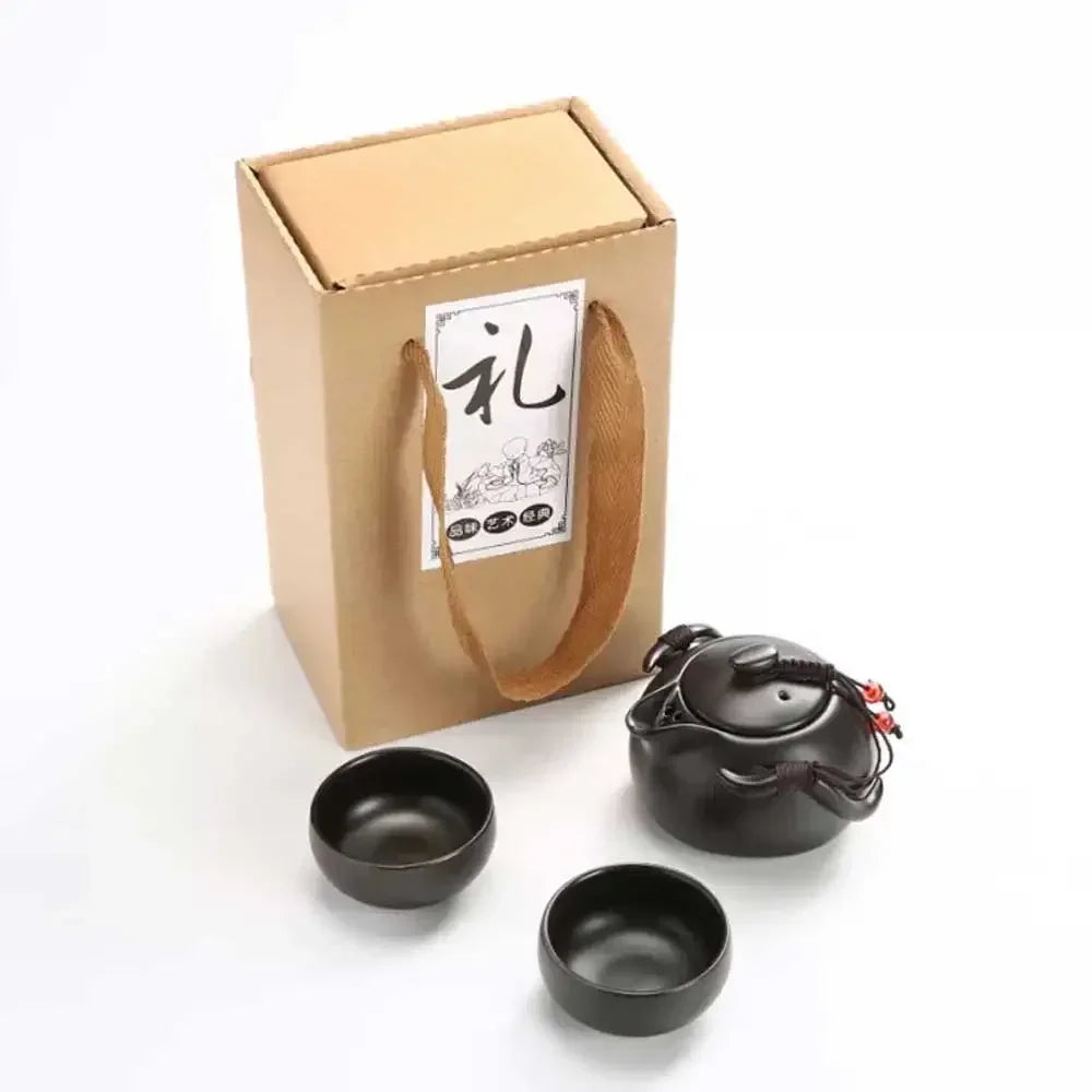 Chinese Tea Travel Set Kung Fu Ceramic Portable Teacups Teapot Porcelain Gaiwan Cups Ceremony Tools Handmade Mini Penguin Pot