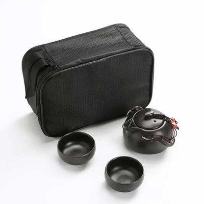 Chinese Tea Travel Set Kung Fu Ceramic Portable Teacups Teapot Porcelain Gaiwan Cups Ceremony Tools Handmade Mini Penguin Pot