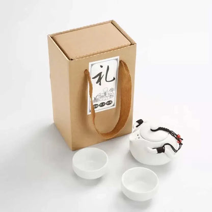 Chinese Tea Travel Set Kung Fu Ceramic Portable Teacups Teapot Porcelain Gaiwan Cups Ceremony Tools Handmade Mini Penguin Pot