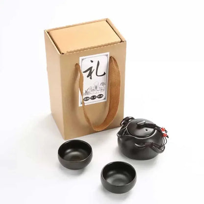 Chinese Tea Travel Set Kung Fu Ceramic Portable Teacups Teapot Porcelain Gaiwan Cups Ceremony Tools Handmade Mini Penguin Pot