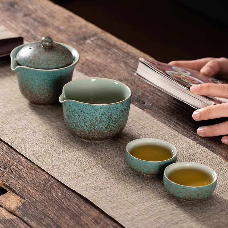Chinese Tea Travel Tea Set Kung Fu Tea Set Ceramic Portable Teapot Porcelain Teaset Gaiwan Tea Cups of Tea Ceremony Tea Tool