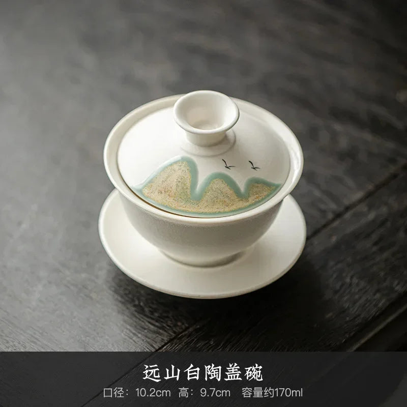Chinese Tea Tureen Lid Bowl Saucer Handpainted Sancai Gaiwan Tea Set Kung Fu Ceramic Tea Cups Porcelanas Teaware Tea Cups