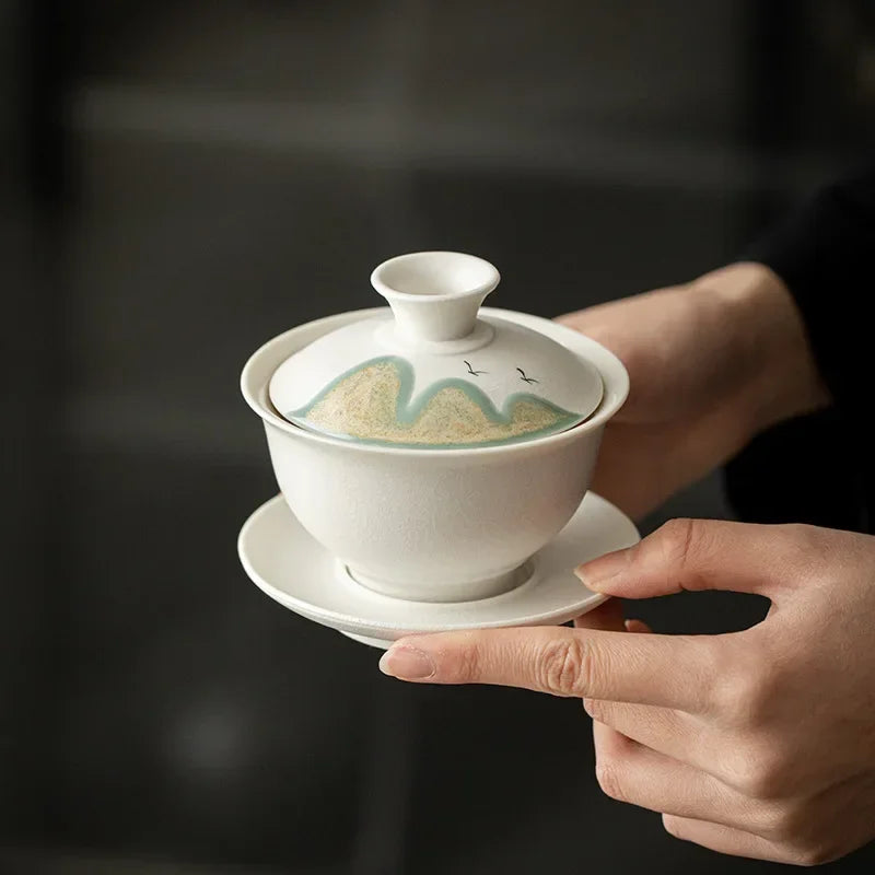 Chinese Tea Tureen Lid Bowl Saucer Handpainted Sancai Gaiwan Tea Set Kung Fu Ceramic Tea Cups Porcelanas Teaware Tea Cups
