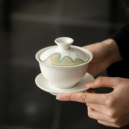 Chinese Tea Tureen Lid Bowl Saucer Handpainted Sancai Gaiwan Tea Set Kung Fu Ceramic Tea Cups Porcelanas Teaware Tea Cups