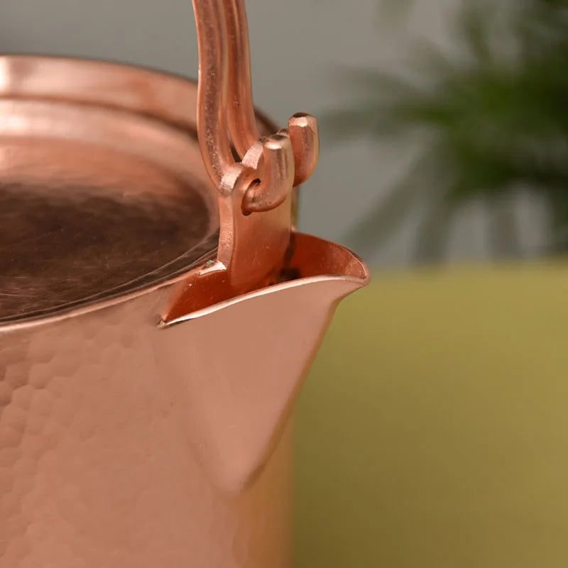 Chinese Teapot Red Copper Pot Handmade Water Jug Retro Health Teapot Metal Tea Infusers Kung Fu Tea Table Household Kettle Gift