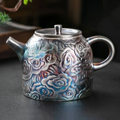 Chinese Teapot Side Handl Gilt Silver Small Kettle, Vintage Beautiful Teapot, Kongfu Tea Set, Yixing Clay Kettle, Tea Infusers