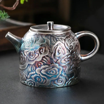 Chinese Teapot Side Handl Gilt Silver Small Kettle, Vintage Beautiful Teapot, Kongfu Tea Set, Yixing Clay Kettle, Tea Infusers