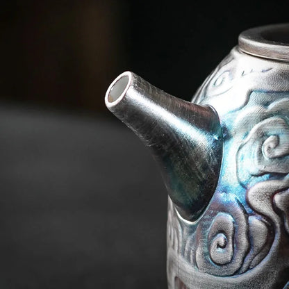 Chinese Teapot Side Handl Gilt Silver Small Kettle, Vintage Beautiful Teapot, Kongfu Tea Set, Yixing Clay Kettle, Tea Infusers