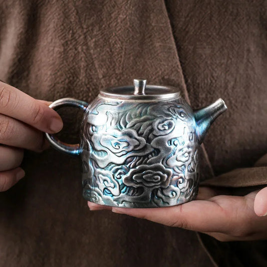 Chinese Teapot Side Handl Gilt Silver Small Kettle, Vintage Beautiful Teapot, Kongfu Tea Set, Yixing Clay Kettle, Tea Infusers