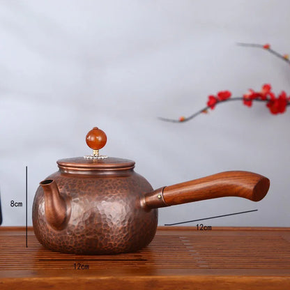 Chinese Teapot Side Handl Portable Teapot Tea Set Vintage Coffee Pots Purple Copper Pots Metal Kung Fu Tea Set Teapot 600ml