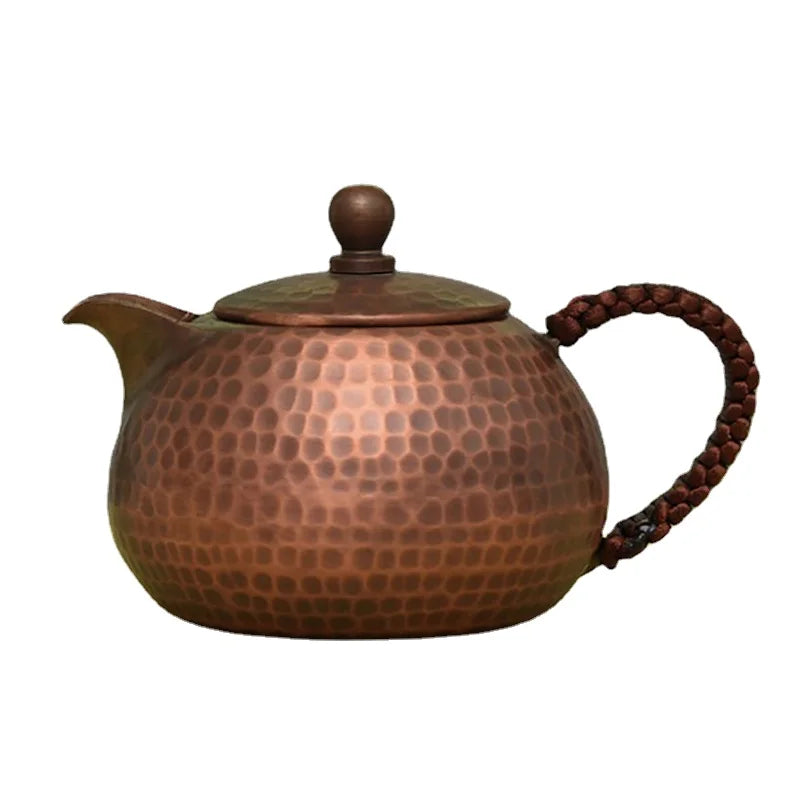 Chinese Teapot Side Handl Surface Plating Purple Copper Pots, Portable Tea Set, Metal Coffee Pots, Vintage Kung Fu Tea Set, Gift