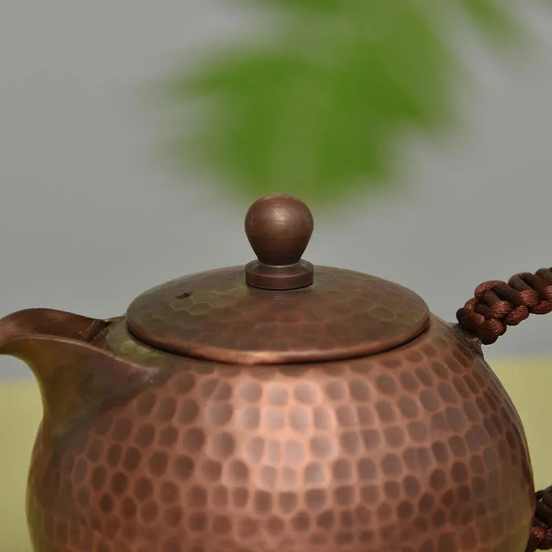 Chinese Teapot Side Handl Surface Plating Purple Copper Pots, Portable Tea Set, Metal Coffee Pots, Vintage Kung Fu Tea Set, Gift