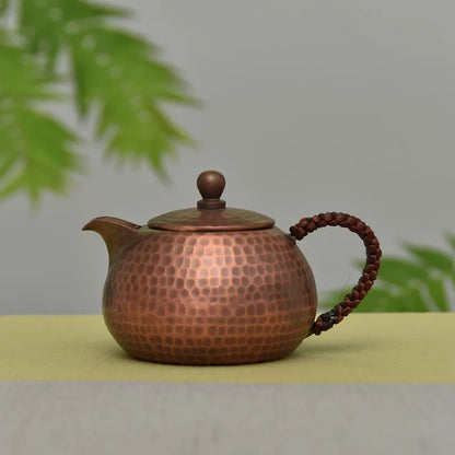 Chinese Teapot Side Handl Surface Plating Purple Copper Pots, Portable Tea Set, Metal Coffee Pots, Vintage Kung Fu Tea Set, Gift