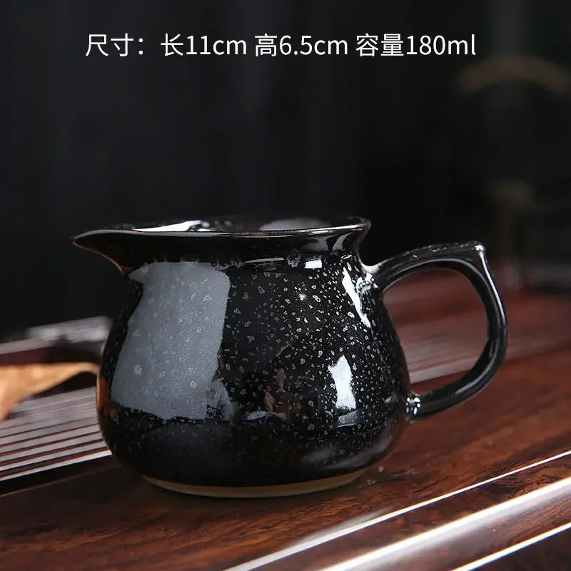Chinese Teaset Tea Jug Tea Pitcher Tenmoku Glazed Teaware Fair Mug Ceramic Frothing Milk Cup Coffee Latte Pot Creative Porcelain