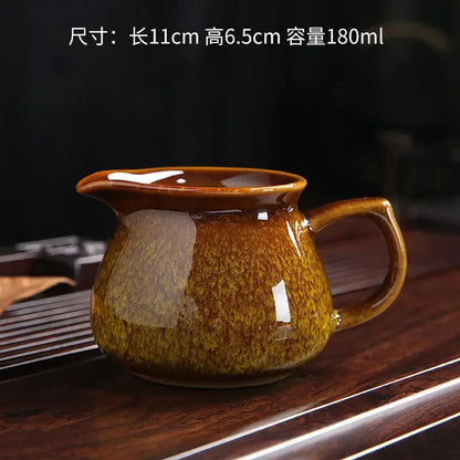 Chinese Teaset Tea Jug Tea Pitcher Tenmoku Glazed Teaware Fair Mug Ceramic Frothing Milk Cup Coffee Latte Pot Creative Porcelain