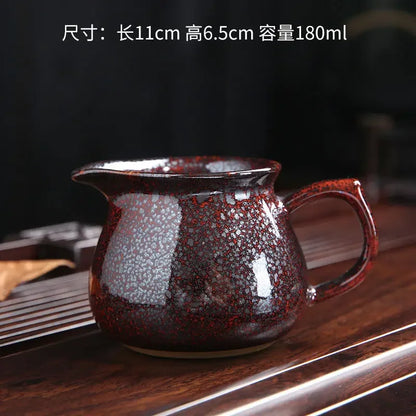 Chinese Teaset Tea Jug Tea Pitcher Tenmoku Glazed Teaware Fair Mug Ceramic Frothing Milk Cup Coffee Latte Pot Creative Porcelain