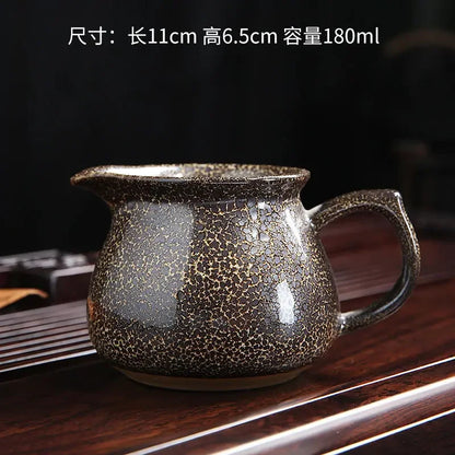 Chinese Teaset Tea Jug Tea Pitcher Tenmoku Glazed Teaware Fair Mug Ceramic Frothing Milk Cup Coffee Latte Pot Creative Porcelain