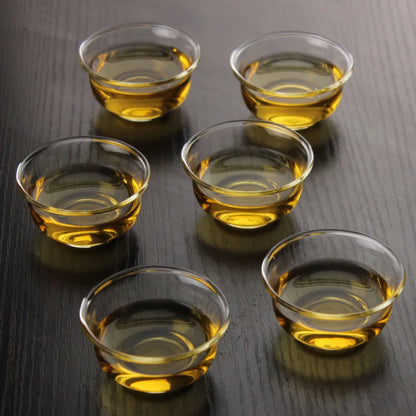 Chinese Teasets Glass Magnolia Cup, Small Teacup, Heat-resistant, 30ml, Travel, 10 PCs/Lot