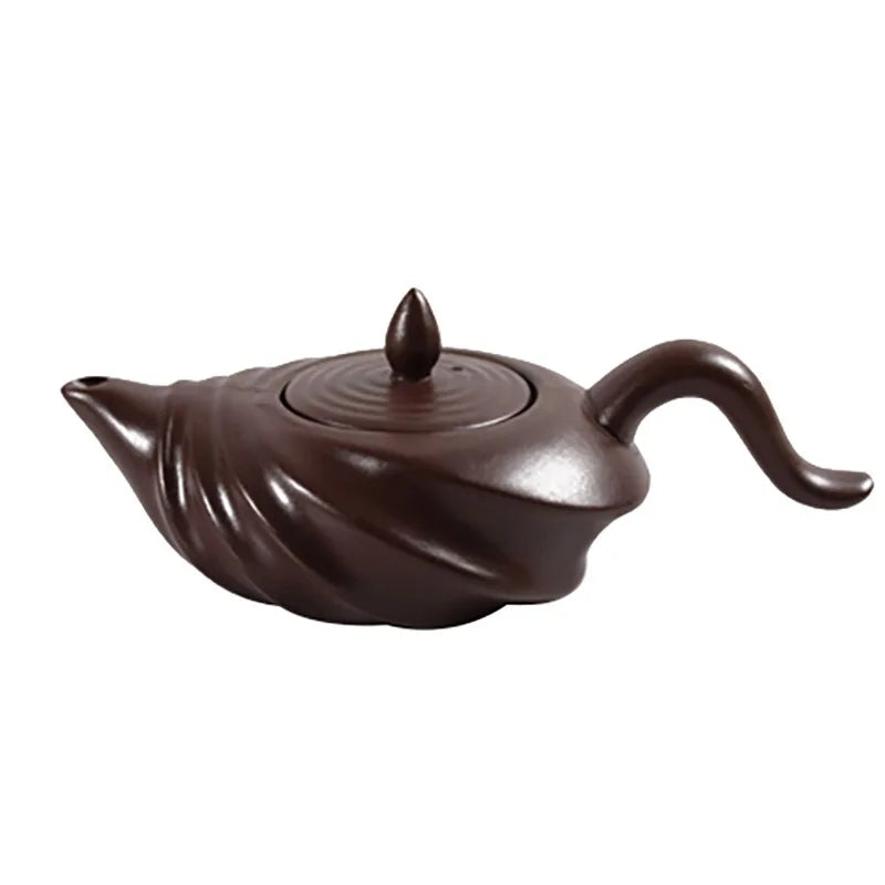 Chinese Teasets Kung Fu Teapot Modern Purple Clay Art Tea Pot Handmade Zhu Mud Snail Pot (110ml Black Red Brown Teapot)
