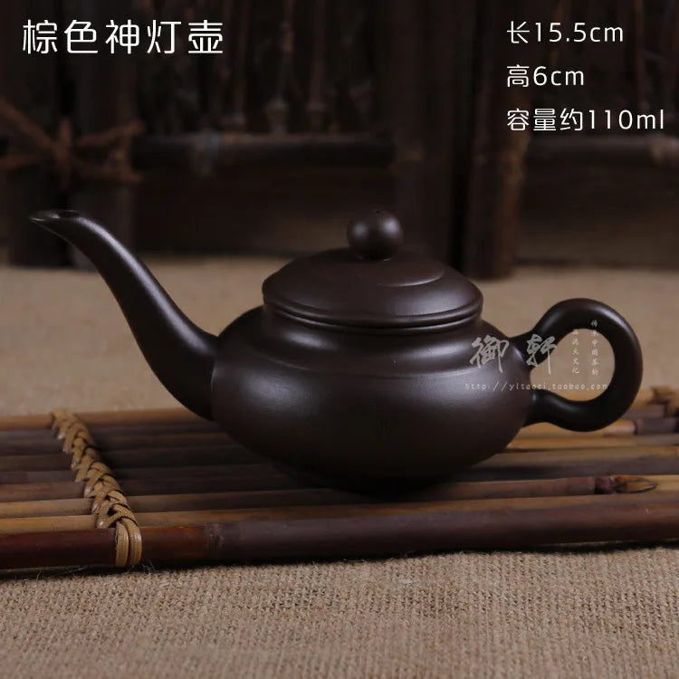 Chinese Teasets Kung Fu Teapot Modern Purple Clay Art Tea Pot Handmade Zhu Mud Snail Pot (110ml Black Red Brown Teapot)