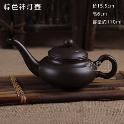Chinese Teasets Kung Fu Teapot Modern Purple Clay Art Tea Pot Handmade Zhu Mud Snail Pot (110ml Black Red Brown Teapot)