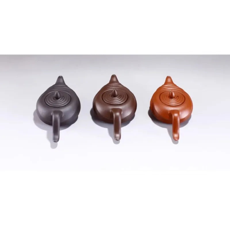 Chinese Teasets Kung Fu Teapot Modern Purple Clay Art Tea Pot Handmade Zhu Mud Snail Pot (110ml Black Red Brown Teapot)