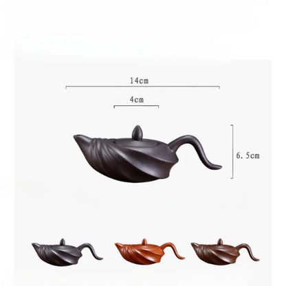 Chinese Teasets Kung Fu Teapot Modern Purple Clay Art Tea Pot Handmade Zhu Mud Snail Pot (110ml Black Red Brown Teapot)