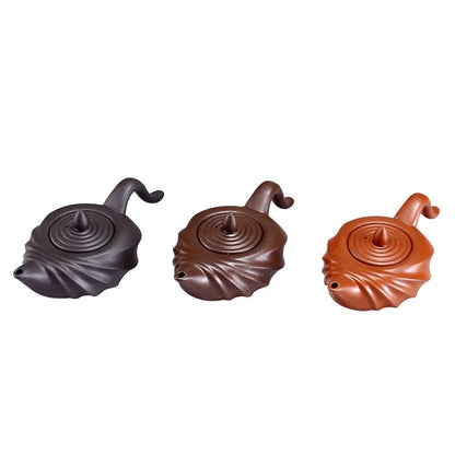 Chinese Teasets Kung Fu Teapot Modern Purple Clay Art Tea Pot Handmade Zhu mud Snail Pot (110ml Black Red Brown teapot)