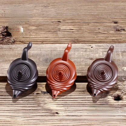 Chinese Teasets Kung Fu Teapot Modern Purple Clay Art Tea Pot Handmade Zhu mud Snail Pot (110ml Black Red Brown teapot)