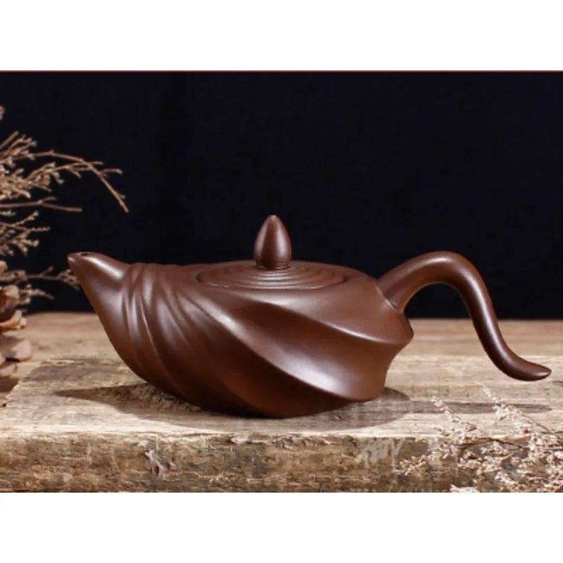 Chinese Teasets Kung Fu Teapot Modern Purple Clay Art Tea Pot Handmade Zhu mud Snail Pot (110ml Black Red Brown teapot)