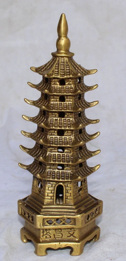 Chinese Tibet Religion Bronze Copper Buddhism Buddha Stupa Pagoda Tower Statue