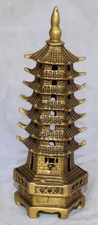 Chinese Tibet Religion Bronze Copper Buddhism Buddha Stupa Pagoda Tower Statue