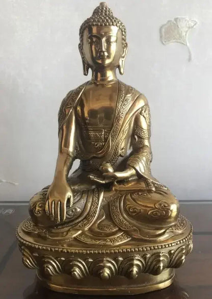 Chinese Tibet Tibetan 15CM-21CM Buddhis shakyamuni bronze buddha statue Bronze wedding copper Decoration real Brass