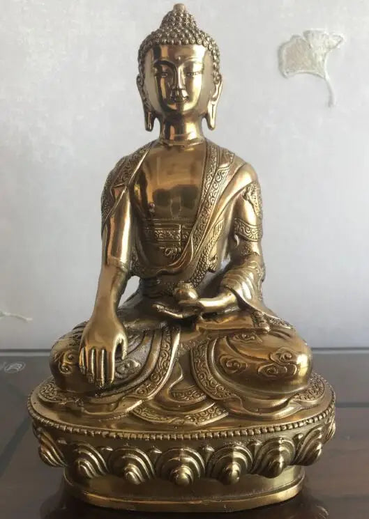 Chinese Tibet Tibetan 15CM-21CM Buddhis shakyamuni bronze buddha statue Bronze wedding copper Decoration real Brass