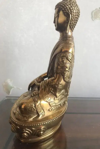 Chinese Tibet Tibetan 15CM-21CM Buddhis shakyamuni bronze buddha statue Bronze wedding copper Decoration real Brass