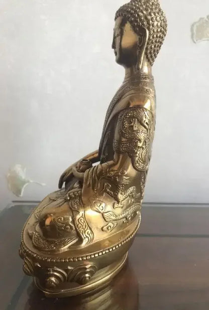 Chinese Tibet Tibetan 15CM-21CM Buddhis shakyamuni bronze buddha statue Bronze wedding copper Decoration real Brass