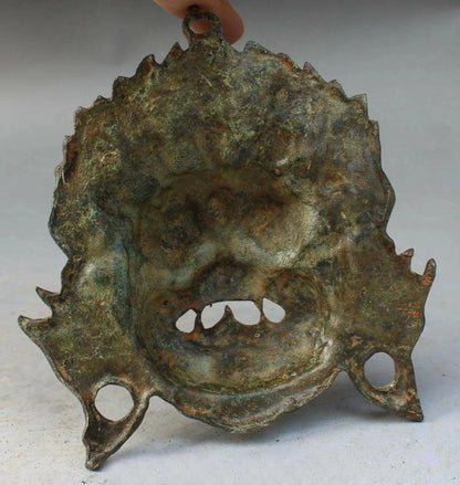 Chinese Tibetan Bronze Evil Spirits Mahakala Wrathful Deity Buddha Mask Statue