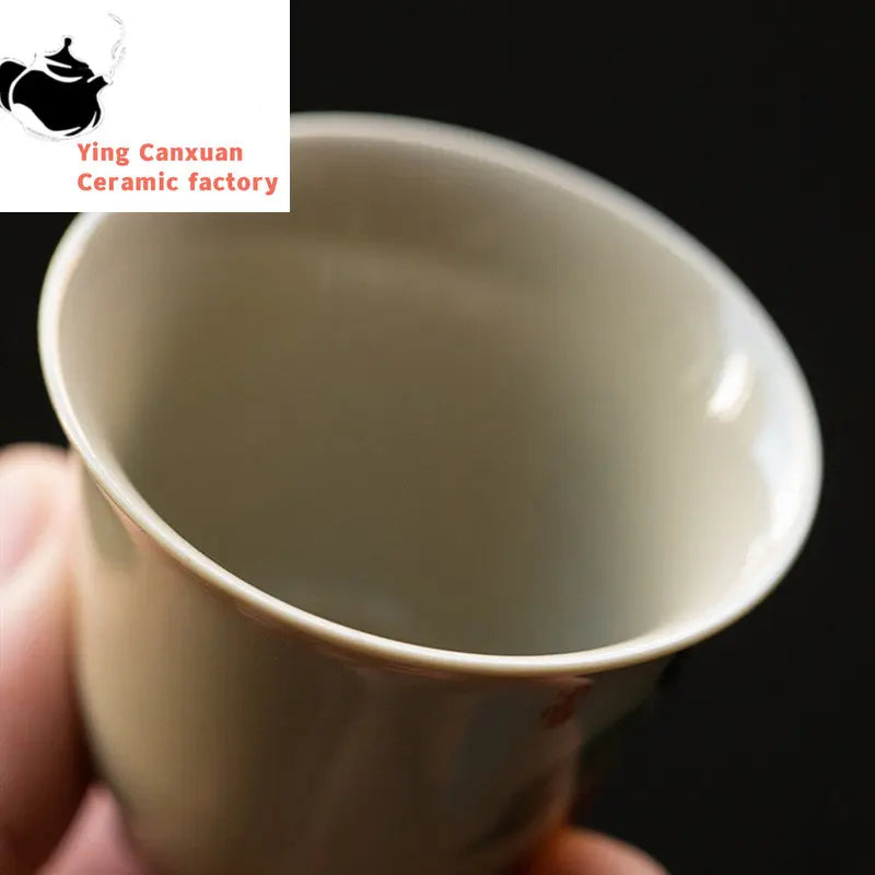 Chinese Traditional Ceramic Teacup Portable Travel Tea Bowl Household Porcelain Tea Set Pu'er Tie Guanyin Handmade Tea Cup 60ml