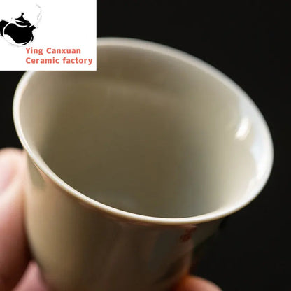 Chinese Traditional Ceramic Teacup Portable Travel Tea Bowl Household Porcelain Tea Set Pu'er Tie Guanyin Handmade Tea Cup 60ml