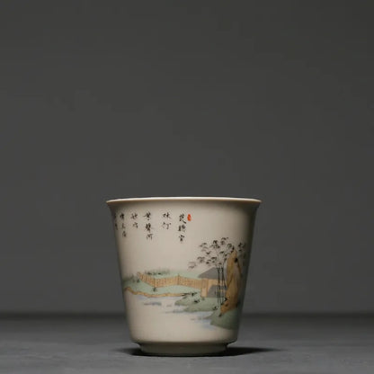 Chinese Traditional Ceramic Teacup Portable Travel Tea Bowl Household Porcelain Tea Set Pu'er Tie Guanyin Handmade Tea Cup 60ml