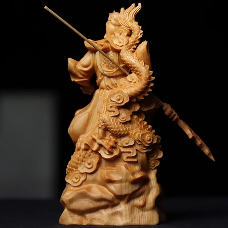 Chinese Traditional Handicraft Wooden Kowloon Guan Gong Three Kingdoms Period Figures Statue Home Decor Statue
