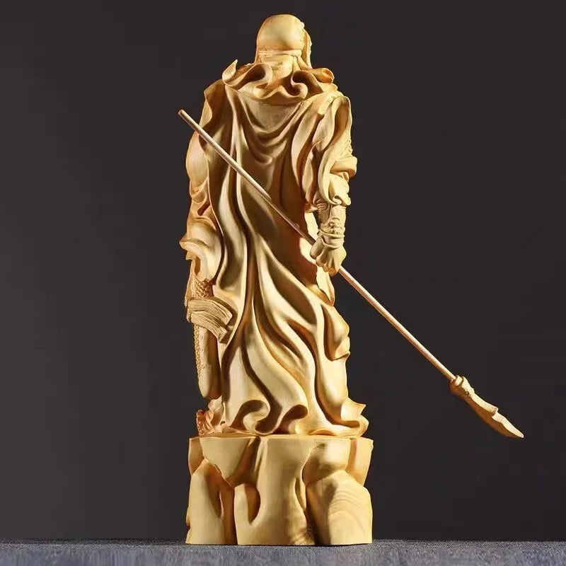 Chinese Traditional Handicraft Wooden Kowloon Guan Gong Three Kingdoms Period Figures Statue Home Decor Statue